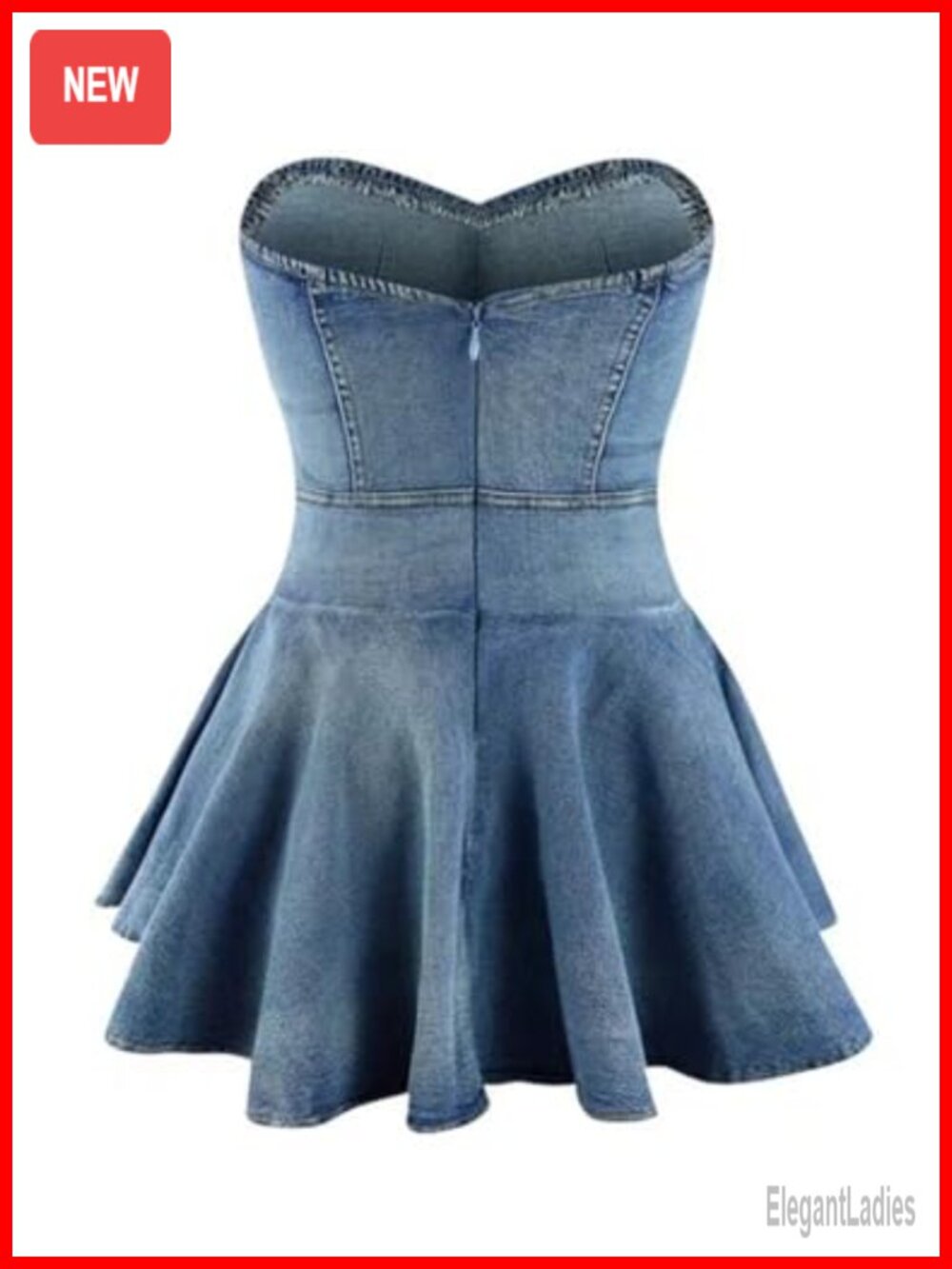 Strapless Backless Tube Denim Mini Dress Corset Bodycon Clubwear - Picture 6 of 6